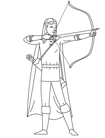 Elf Archer Coloring Page